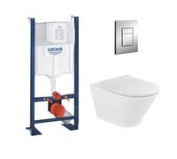 Pack WC Bâti Rapid SL Autoportant + Cuvette Roca The Gap sans bride, fixations invisibles + Plaque chrome (ProjectTheGap-1)