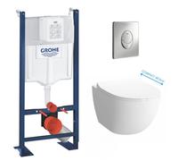 Pack WC Bâti Rapid SL Autoportant + Cuvette Vitra Sento compacte + Abattant soft close + Plaque chrome (ProjectSentoCompact-2)