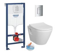 Pack WC Bâti Rapid SL + WC sans bride Integra + Abattant softclose + Plaque chrome