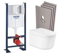 Pack WC Bâti-support autoportant RAPID SL + WC lavant suspendu Sensia Alpine + Plaque chrome + Set habillage (PROSENSIA1SB)