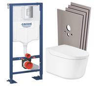 Pack WC Bâti-support autoportant Solido + WC lavant suspendu Sensia Alpine + Plaque chrome + Set habillage (SOLIDOSENSIA1SB)