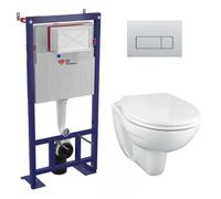 Pack WC Bâti-support autoportant + WC Porcher sans bride + Abattant Astor + Plaque Chrome mat (SMART-Porcher-M572)