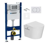 Pack WC bâti-support Duofix 112cm + WC sans bride + abattant SoftClose + set d'isolation + plaque blanche (CETORGEB3SET)