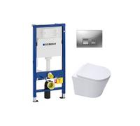 Pack WC Bati-support Duofix UP100 + Cuvette SAT Infinitio sans bride fixations invisibles + Plaque chrome