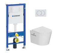 Pack WC bâti-support Duofix UP100 + WC suspendu Ceramia Vortex rimless + abattant SoftClose + plaque blanche (CETORGEB1)