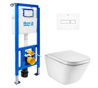 Pack WC bâti-support ECO 2 L Roca + WC suspendu Roca avec abattant SoftClose + plaque blanche (ROROGAWR04-FR)