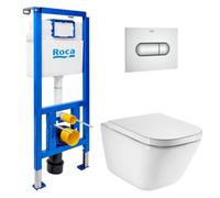 Pack WC bâti-support ECO 2 L Roca + WC suspendu Roca avec abattant SoftClose + plaque chrome (ROROGAWR02-FR)