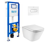 Pack WC bâti-support ECO 2 L Roca + WC suspendu Roca avec abattant SoftClose + plaque (ROROGAWR01-FR)