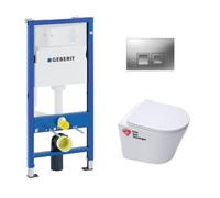 Pack WC bati-support Geberit + Cuvette Swiss Aqua Technologies sans bride fixations invisibles + plaque chrome (INFINITIOGEB2)