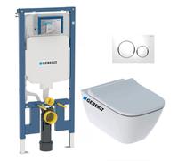 Pack WC Bati-support Geberit Duofix extra-plat + WC sans bride Geberit Smyle + Abattant softclose + Plaque blanche