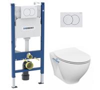 Pack WC Bati-support Geberit Duofix + WC Cersanit Moduo cuvette suspendue sans bride + abattant SoftClose + Plaque blanche (Modu