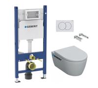 Pack WC Bati-support Geberit Duofix + WC Geberit sans bride iCon + Abattant softclose + Plaque blanche (iConGeb3)
