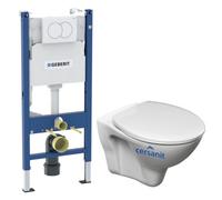 Pack WC Bati-support Geberit Duofix + WC suspendu Jika Neo + Abattant + Plaque blanche (S-LineProGeb3)