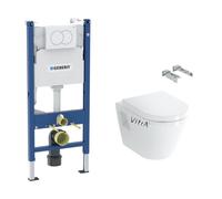 Pack WC Bati-support Geberit Duofix + WC suspendu Vitra Integra + Abattant en Duroplast + Plaque blanche