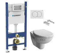 Pack WC Bati-support Geberit Duofix + WC suspendu Vitra Normus + Abattant softclose + Plaque blanche (NormusGeb3-SP)