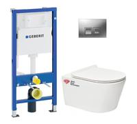 Pack WC Bati-support Geberit UP100 + WC sans bride Swiss Aqua Technologie + abattant ultra-fin