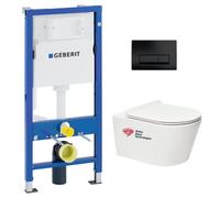 Pack WC Bati-support Geberit UP100 + WC sans bride Swiss Aqua Technologies + Abattant ultra-fin