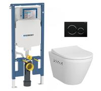 Pack WC Bati-support Geberit UP720 extra-plat + WC sans bride Vitra Integra avec fixations invisibles + Abattant softclose + Pla