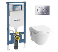 Pack WC Bati-support Geberit UP720 extra-plat + WC suspendu Vitra S50 + Abattant softclose + Plaque chrome (SLIM-S50-N)