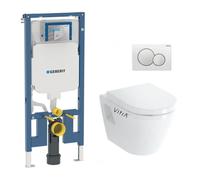 Pack WC Bati-support Geberit UP720 extra-plat + WC Vitra Integra + Abattant en Duroplast + Plaque blanche