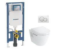Pack WC Bati-support Geberit UP720 extra-plat + WC Vitra Integra + Abattant en Duroplast + Plaque chrome