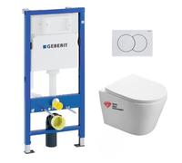 Pack WC Bati-support Geberit + WC Swiss Aqua Technologies Infinitio sans bride + Plaque Blanc alpin (InfinitioGeb1)