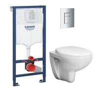 Grohe Solido - Set de bâti-support, cuvette Bau Ceramic et abattant softclose, plaque de déclenchement Skate Cosmopolitan, chrome 39586000
