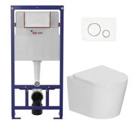 Pack WC bâti-support léger 112 cm ECO 2L Swiss Aqua Technologies + WC suspendu Ceramia + plaque blanc/chrome (STECE14WT03-FR)