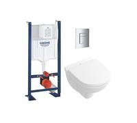 RAPID SL Pack Bâti-support + Cuvette suspendue + Abattant + Plaque chrome (PROJECTO.NOVO49-1)