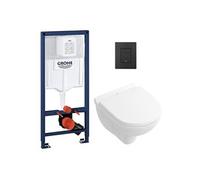 Pack WC Bâti-support RapidSL + Cuvette suspendue + Abattant + Plaque Noir mat (RAPIDSL-O.NOVO49-KF0)