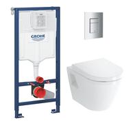 Pack WC Bâti-support Rapid SL + Cuvette suspendue Vitra + Abattant + Plaque Chrome (RapidSL-IntegraClassic-1)
