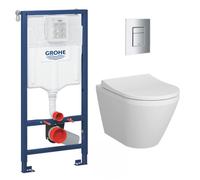 Pack WC Bâti-support Rapid SL + Vitra Integra WC sans bride + abattant soft close + Plaque de commande WC Skate Cosmopolitan