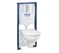 Pack WC Bâti-support Rapid SL + WC Bau Ceramic sans bride + Abattant softclose + Plaque chrome (39418000)