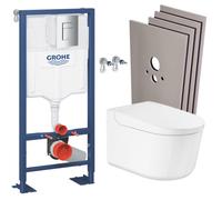 Pack WC Bâti-support RAPID SL + WC lavant suspendu Sensia Alpine + Plaque chrome + Set habillage (RSLSENSIA1SB)