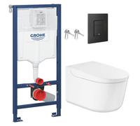 Pack WC Bâti-support RAPID SL + WC lavant suspendu Sensia Alpine + Plaque noire mate (RSLSENSIAKF0)