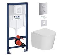 Pack WC bâti-support Rapid SL + WC suspendu sans bride + abattant SoftClose + isolation phonique + plaque chrome (ARENACETOR)