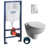 Pack WC Bâti-support Rapid SL + WC Vitra Normus + Abattant softclose + Plaque Chrome mat (Rapidsl-Normus-7)