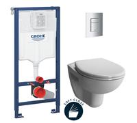 Pack WC Bâti-support Rapid SL + WC Vitra Normus + Abattant softclose + Plaque Chrome (RapidSL-Normus-1)