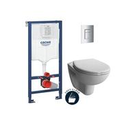 Pack WC Bâti-support Rapid SL + WC Vitra Normus + Abattant softclose + Plaque Chrome (RapidSL-Normus-1)