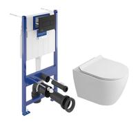 Pack WC bâti-support sol-mur + WC sans bride Ceramia PixL avec abattant SoftClose + plaque noir (VBCEPXWT01-FR)