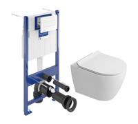 Pack WC bâti-support sol-mur + WC sans bride Ceramia PixL avec abattant SoftClose + plaque (VBCEPXWT02-FR)