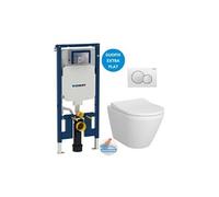 Pack WC Bati-support Geberit UP720 extra-plat + WC sans bride Vitra Integra avec fixations invisibles + Abattant softclose + Pla