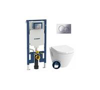 pack wc bâti-support up720 extra-plat + wc suspendu vitra s50 + abattant softclose + plaque chrome (slim-s50-n)