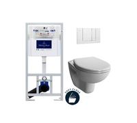 Pack WC Bâti-support Villeroy & Boch Viconnect + WC Vitra Normus + Abattant frein de chute + Plaque blanche (ViConnectNormus-2)