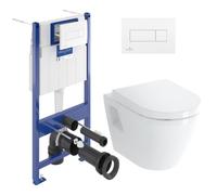 Pack WC Bâti-support Villeroy & Boch Viconnect + WC Vitra Integra + Abattant en Duroplast + Plaque Blanche
