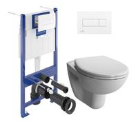 Pack WC Bâti-support Villeroy & Boch Viconnect + WC Vitra Normus + Abattant frein de chute + Plaque blanche (ViConnectNormus-2)