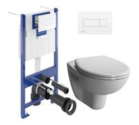 Pack WC Bâti-support Villeroy & Boch Viconnect + WC Vitra Normus + Abattant softclose + Plaque blanche