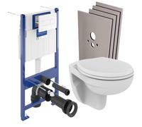 Pack WC bâti-support Villeroy & Boch + WC Porcher sans bride + Abattant + Plaque blanche + habillage (ViConnectPorcher-2-sabo)