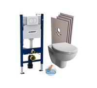 Pack WC Bati-support Geberit + WC sans bride Vitra Normus Spin + Abattant softclose + Plaque blanche + Set d'habillage