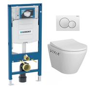 Pack WC Bâti-support + WC Vitra Integra fixations invisibles + Abattant softclose + Plaque blanche